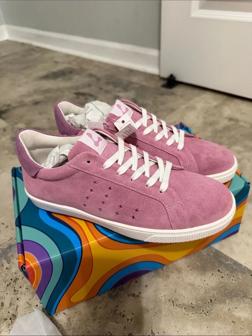Cosmic Pink Halo Suede Low-Top Women's Sneakers - White Sole